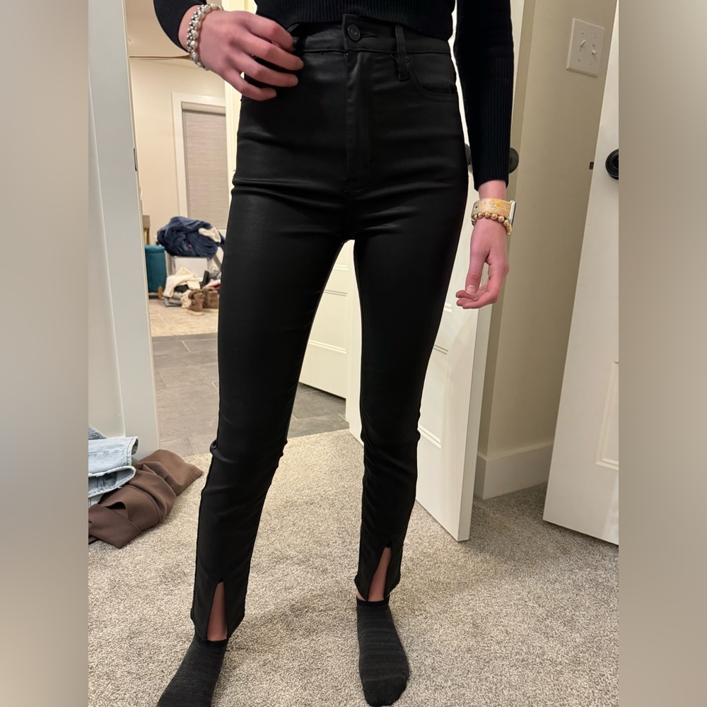 Black leather pants, hidden brand size 24